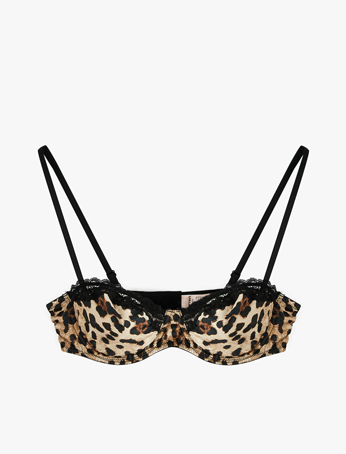 Dantel Detaylı Balenli Leopar Desenli Sütyen