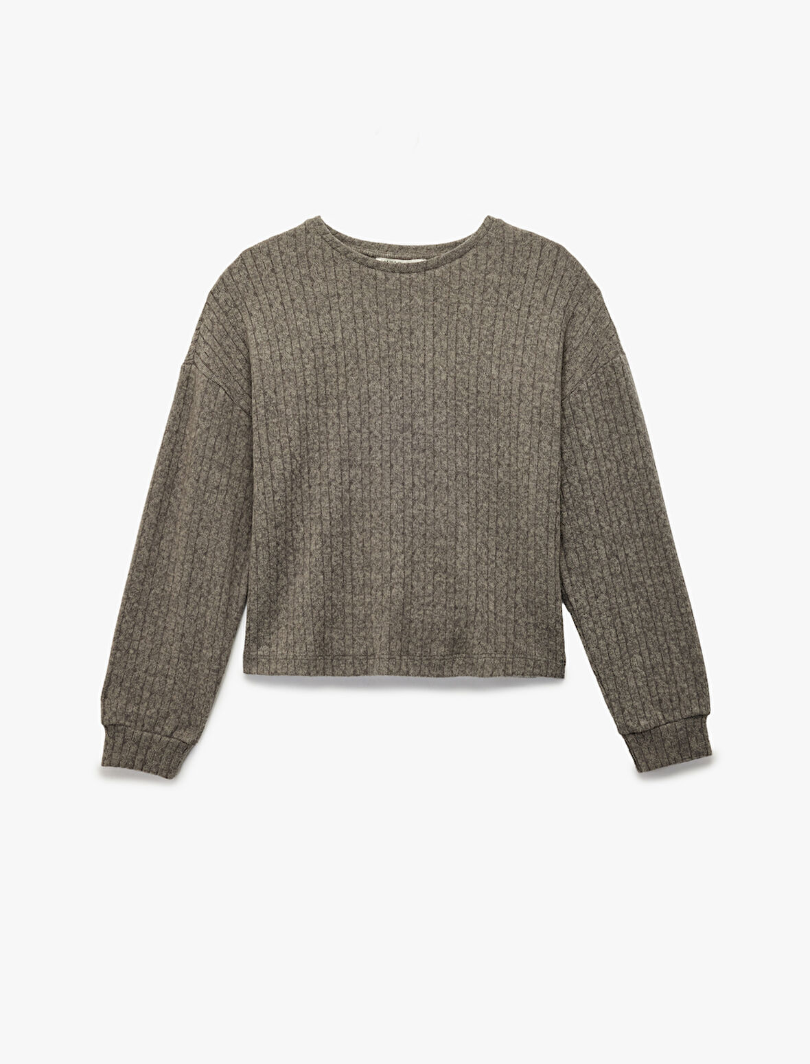 Rahat Kalıp Uzun Kollu Bisiklet Yaka Triko Pijama Üstü