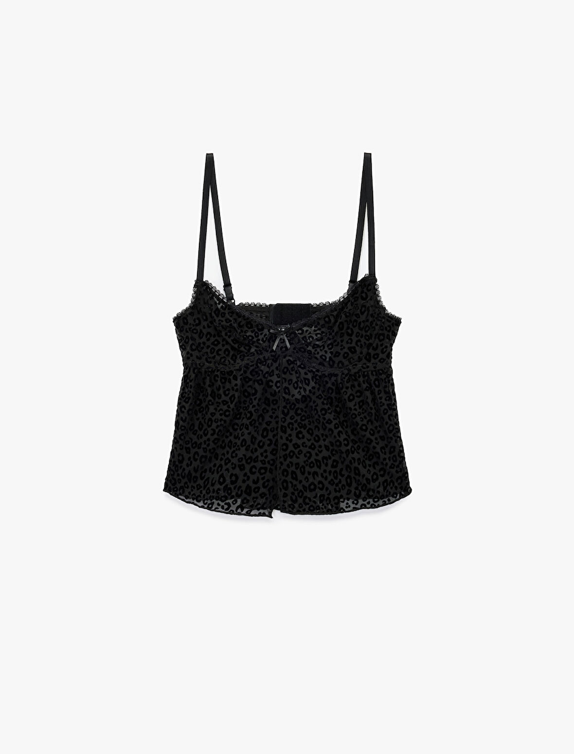 İnce Askılı Leopar Desenli Kamisol Pijama Üstü