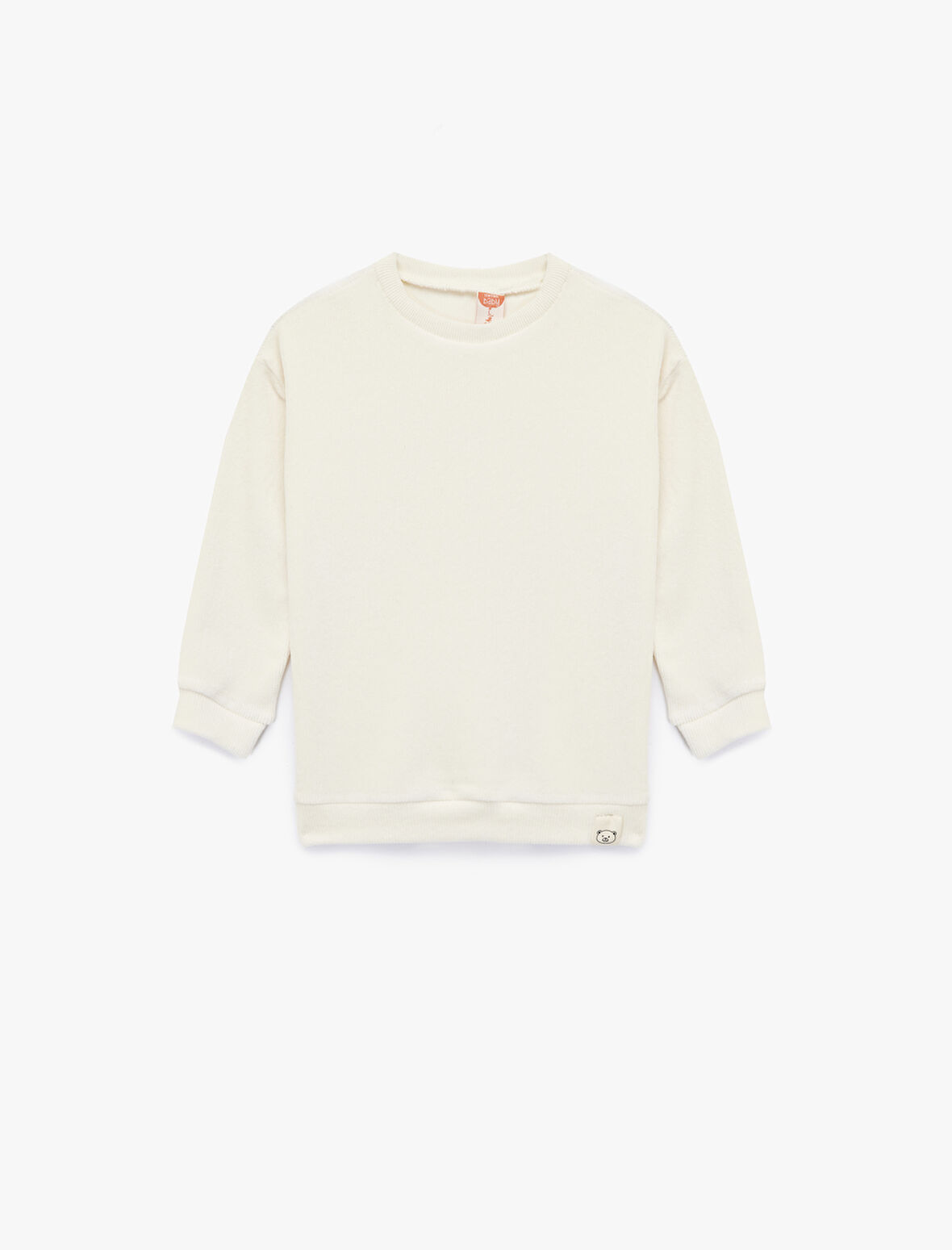 Bisiklet Yaka Uzun Kollu Basic Kadife Sweatshirt