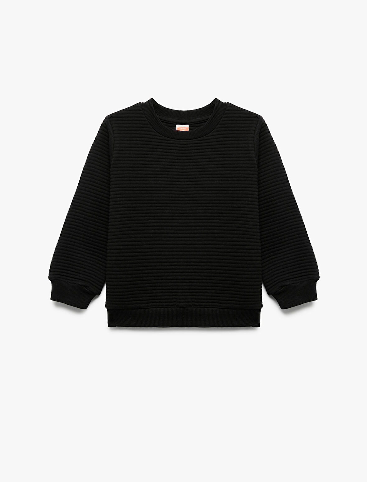 Uzun Kollu Bisiklet Yaka Dokulu Pamuklu Sweatshirt