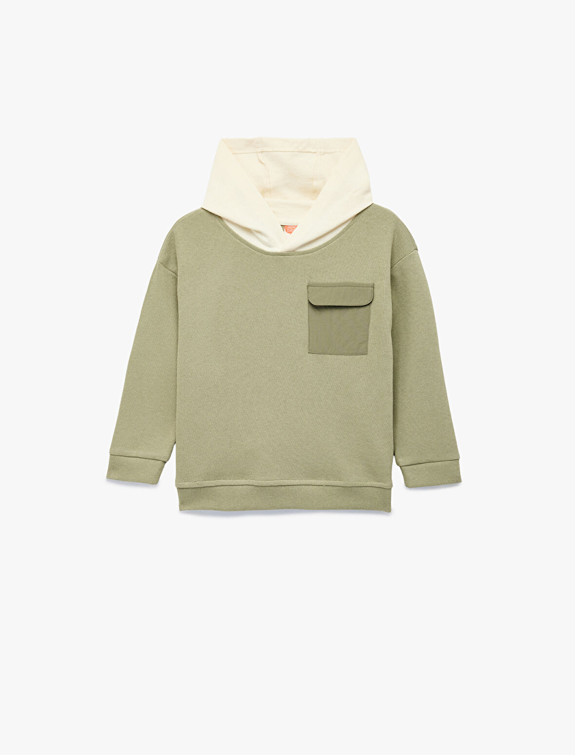 Pamuklu Uzun Kollu Bisiklet Yaka Kapşonlu Sweatshirt