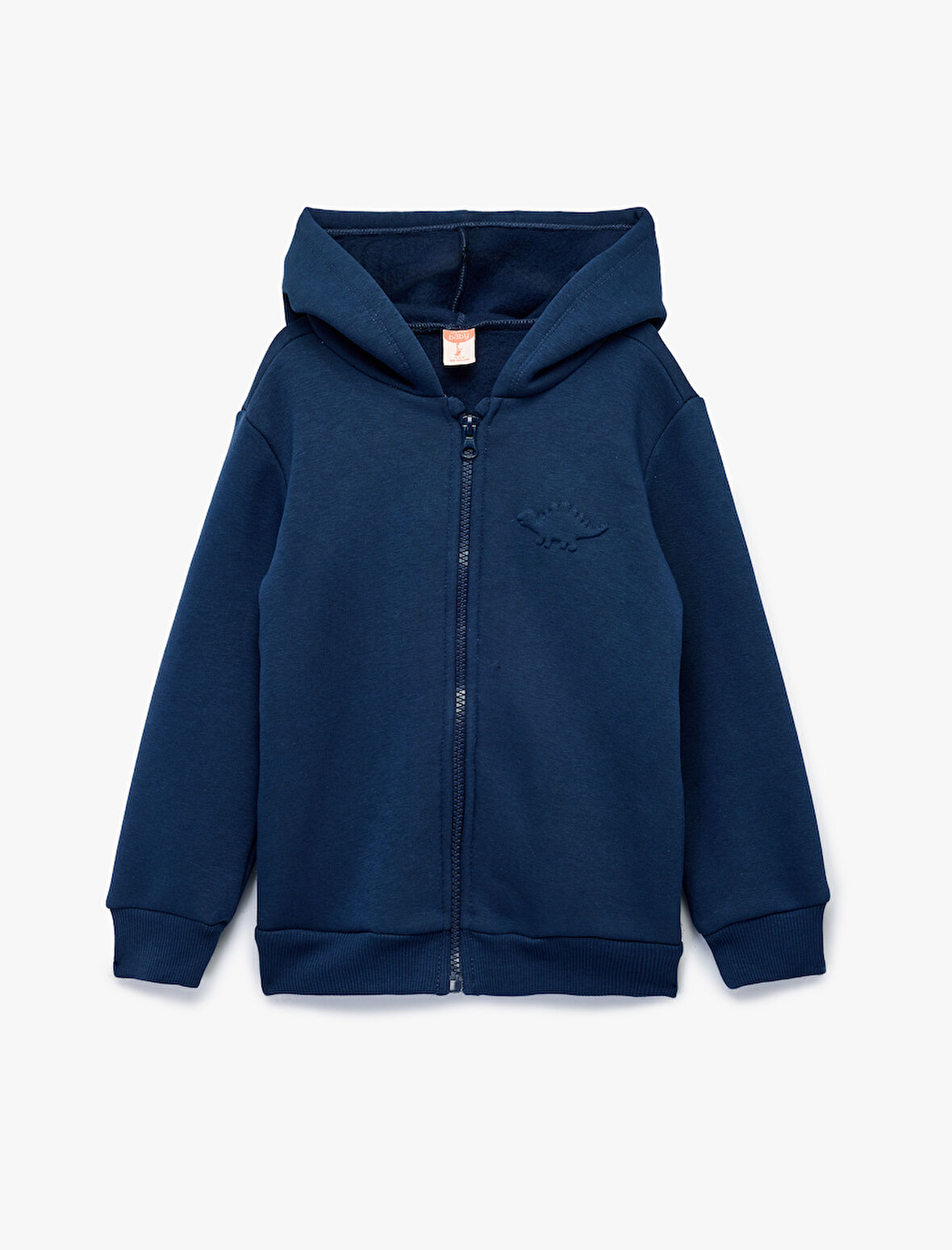 Uzun Kollu Dinozor Baskı Detaylı Fermuarlı Kapşonlu Sweatshirt