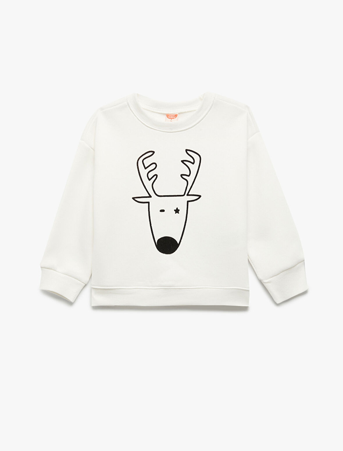 Yılbaşı Baskılı Uzun Kollu Şardonlu Bisiklet Yaka Sweatshirt