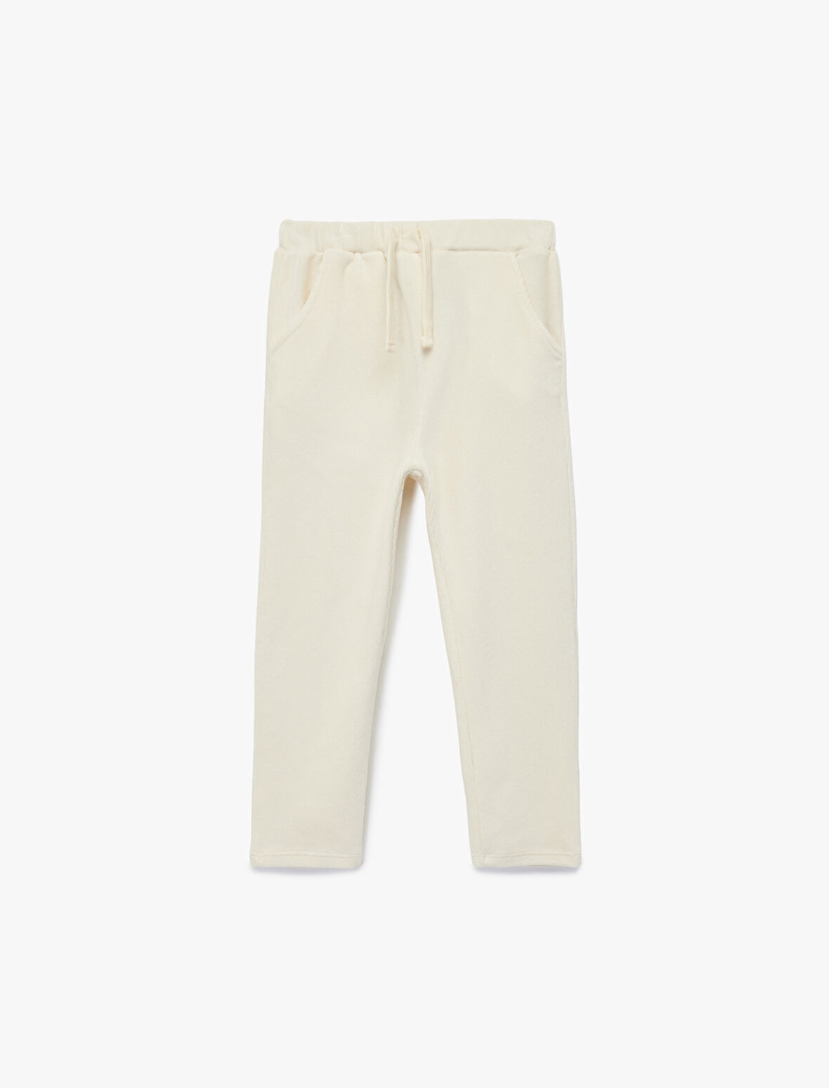 Beli Bağlamalı Cep Detaylı Basic Kadife Pantolon