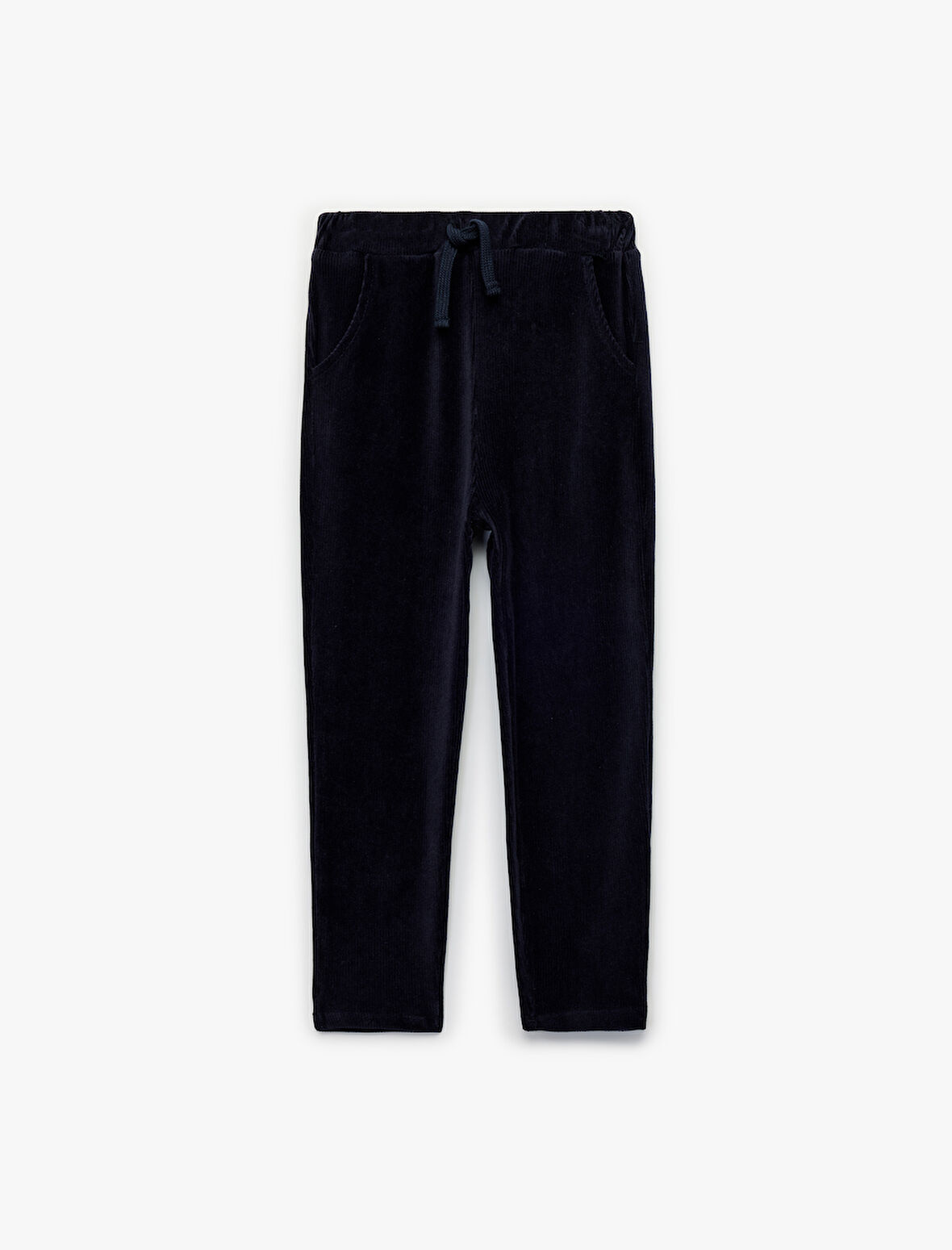 Beli Bağlamalı Cep Detaylı Basic Kadife Pantolon