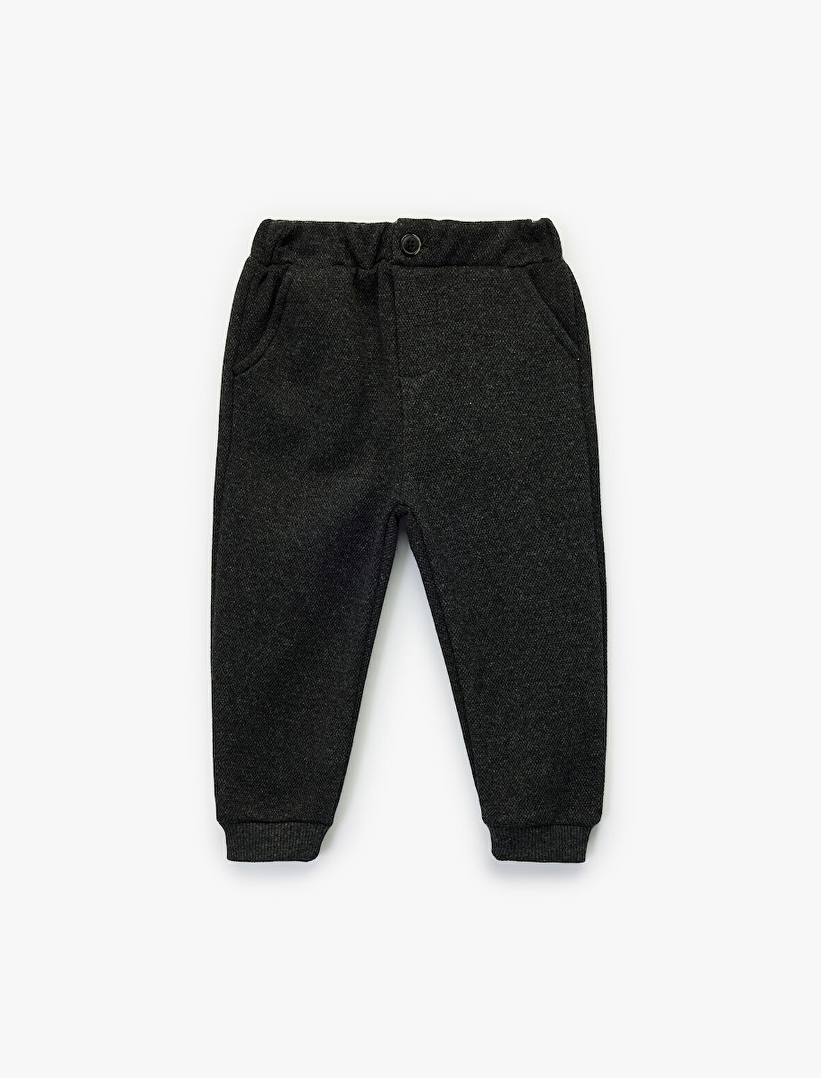 Düğme Detaylı Cepli Beli Lastikli Basic Pantolon Görünümlü Eşofman Altı 