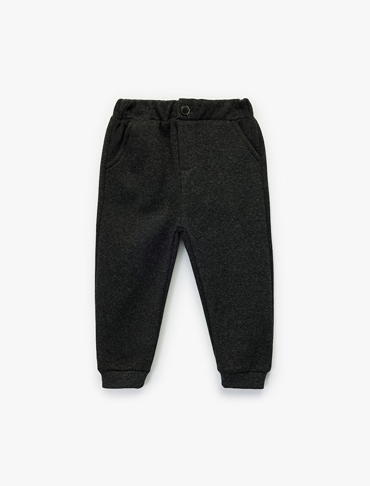 Düğme Detaylı Cepli Beli Lastikli Basic Pantolon Görünümlü Eşofman Altı 