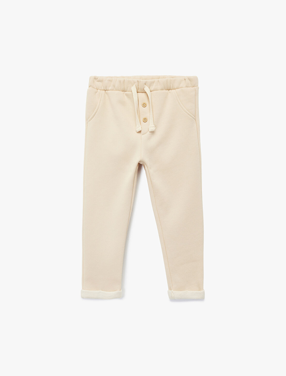 Şardonlu Beli Lastikli Düğmeli Basic Jogger Eşofman Altı