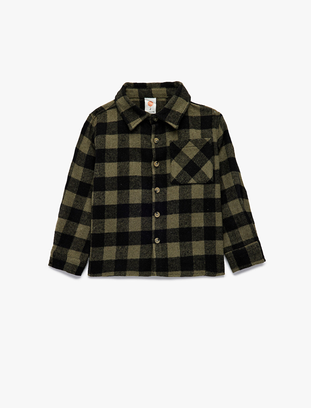 Uzun Kollu Klasik Yaka Düğmeli Cep Detaylı Ekoseli Oduncu Gömleği