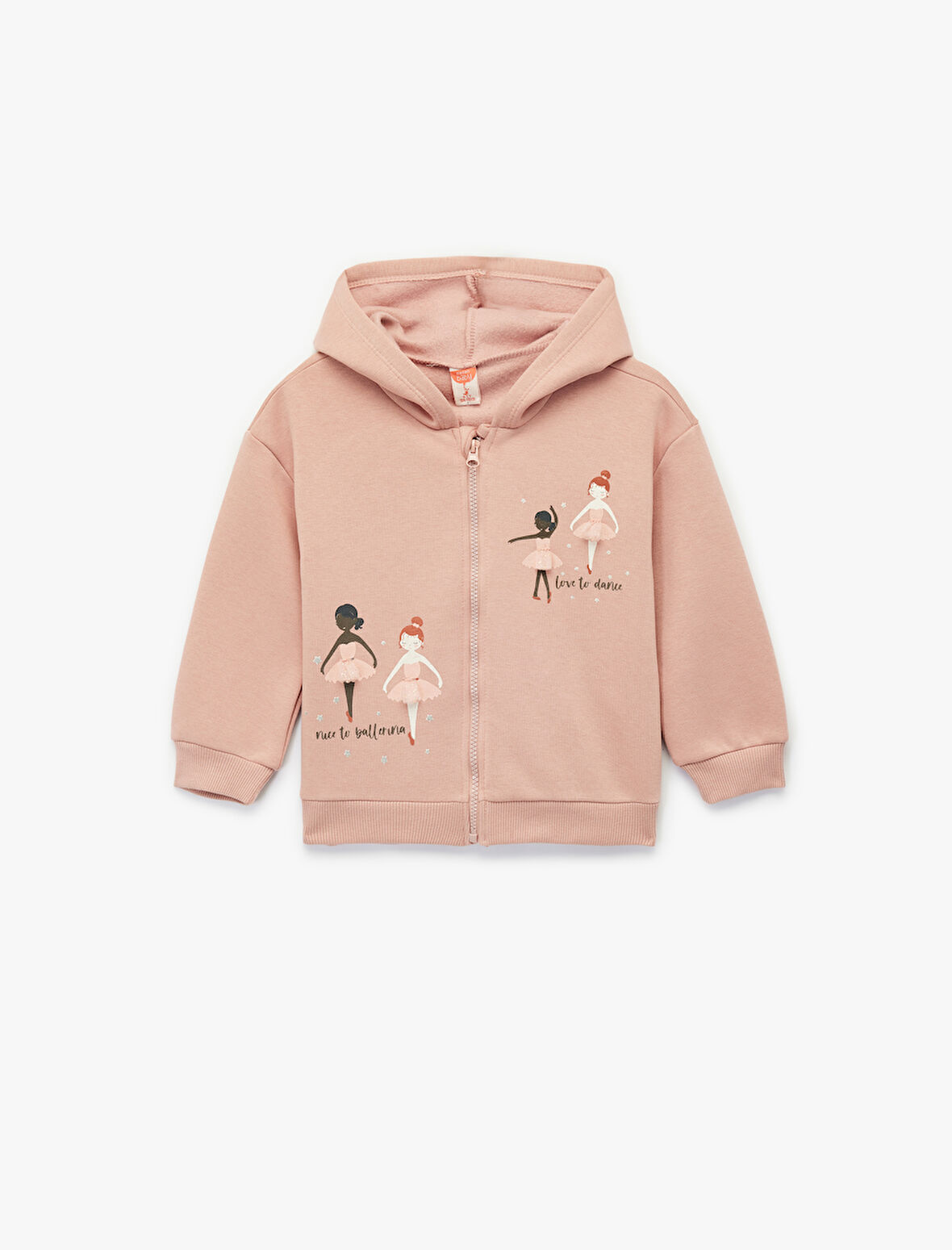 Uzun Kollu Fermuarlı Kapşonlu Pamuklu Sweatshirt