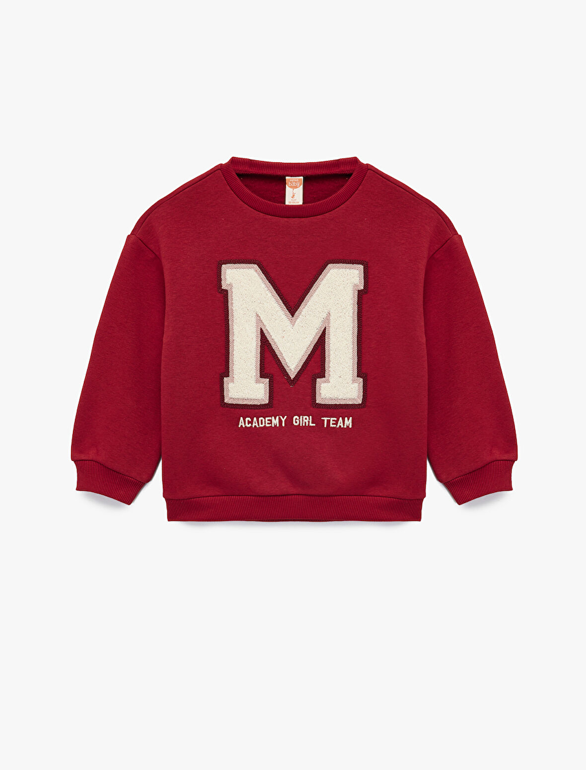 Şardonlu Uzun Kollu Bisiklet Yaka Nakışlı Sweatshirt