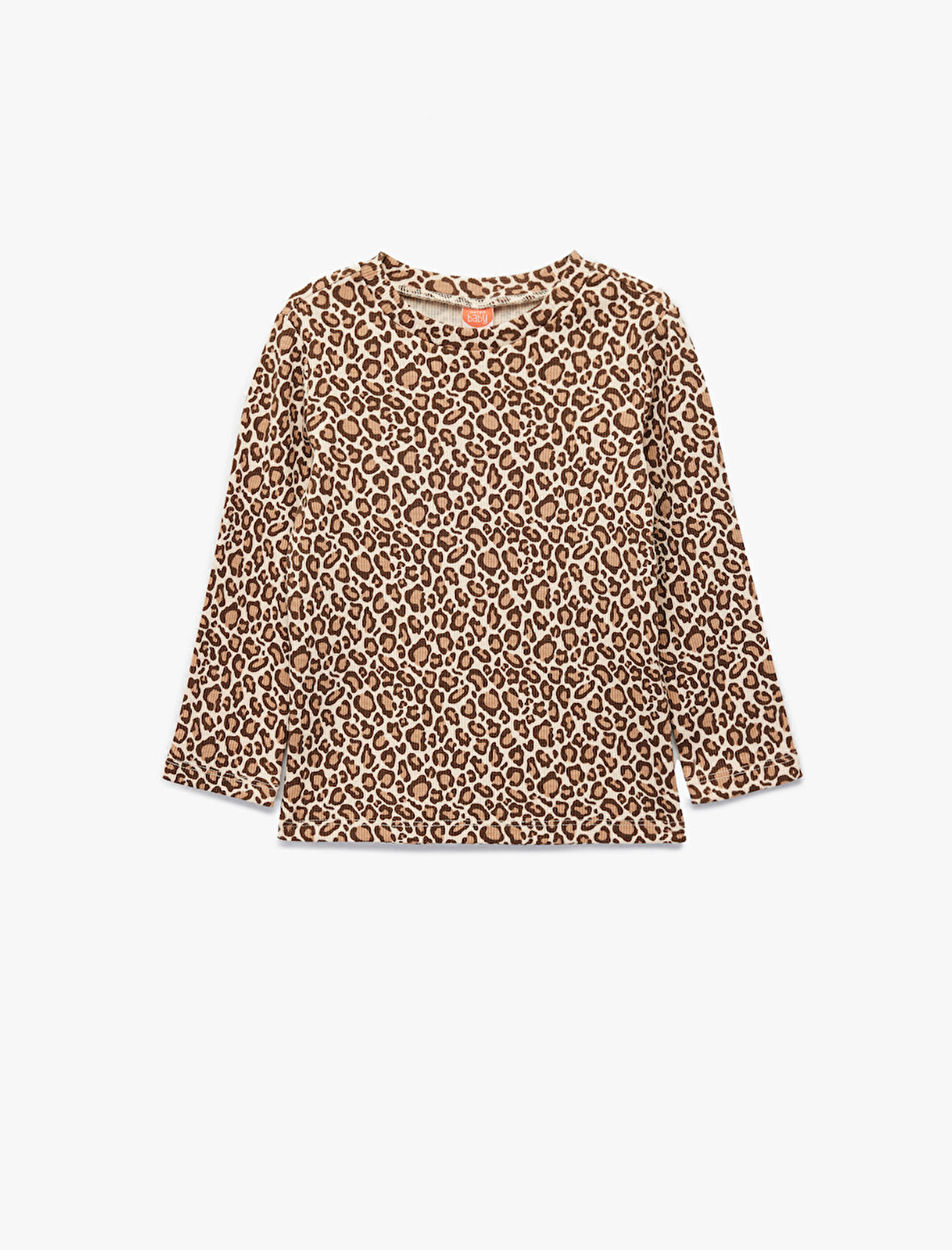 Lepoar Desenli Uzun Kollu Bisiklet Yaka Pamuklu Tişört