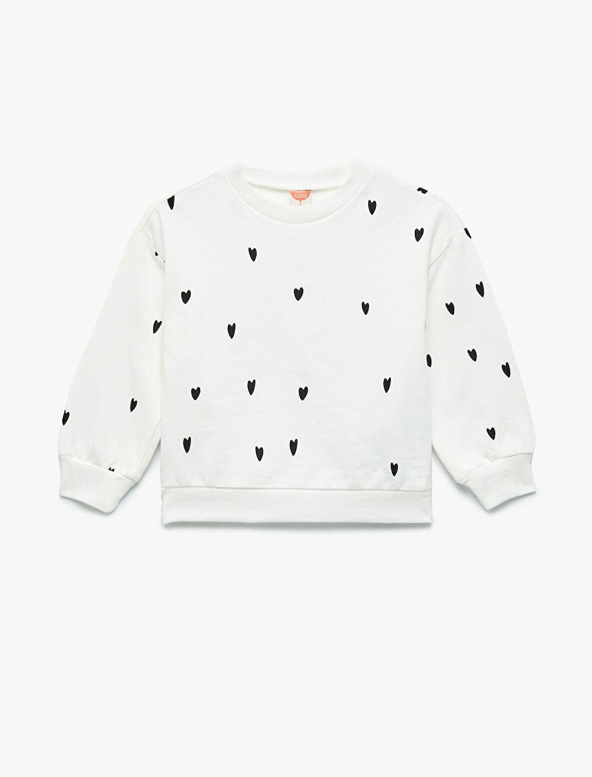 Pamuklu Uzun Kollu Bisiklet Yaka Şardonlu Sweatshirt