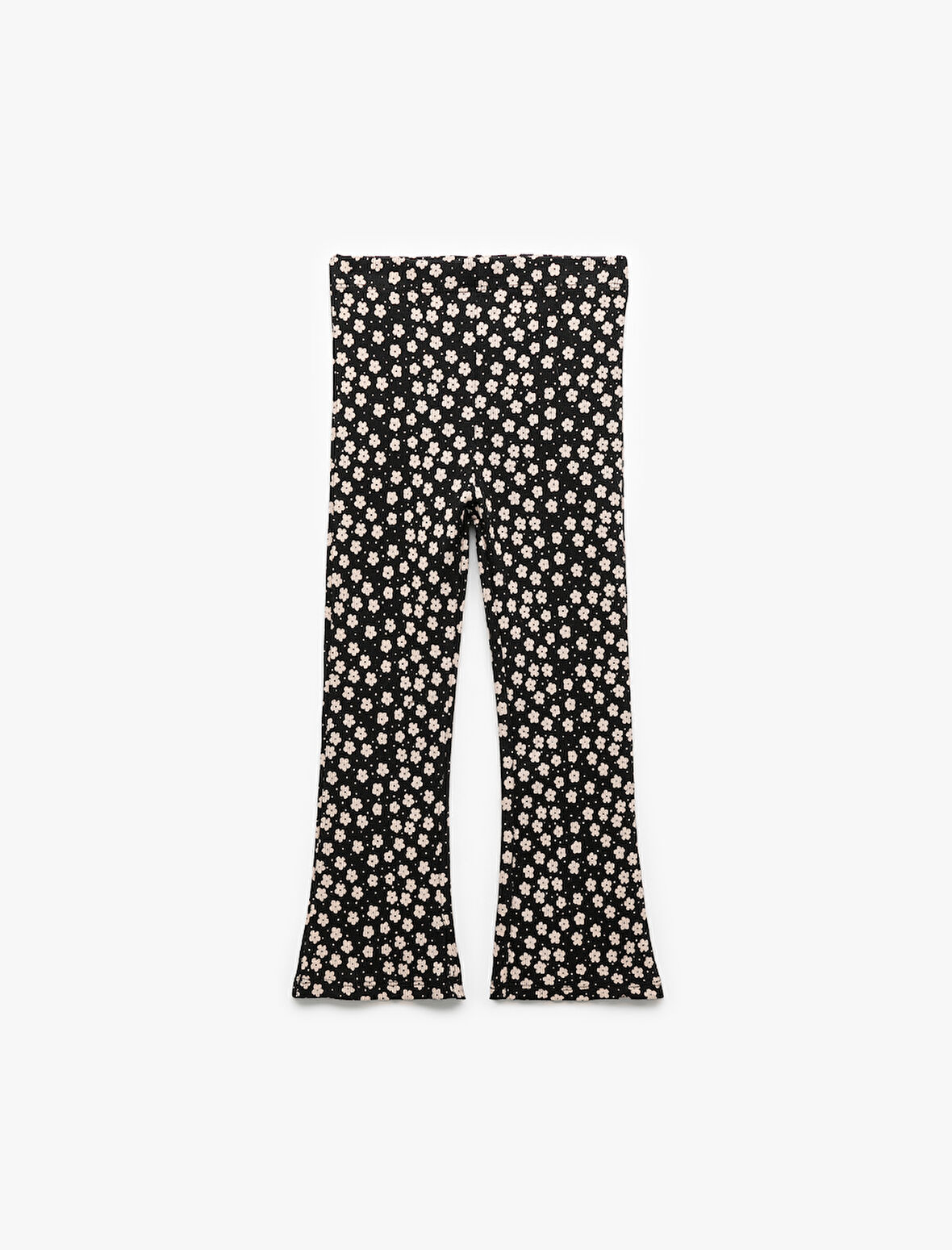 İspanyol Paça Cep Detaylı Çiçekli Pamuklu Tayt