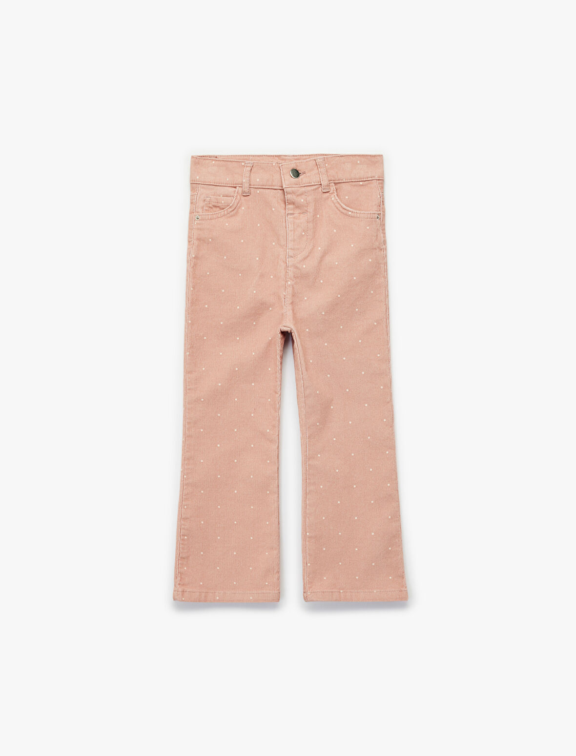 Puantiye Detaylı Cepli Pamuklu İspanyol Paça Pantolon