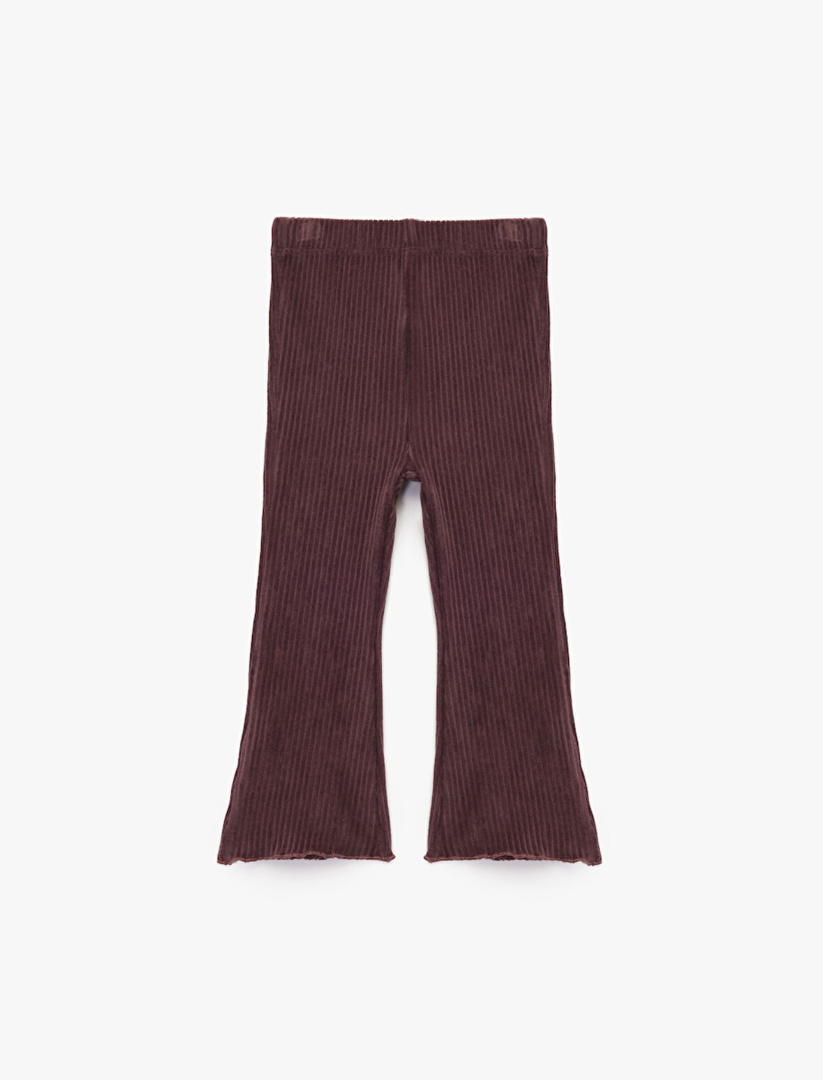 Pamuklu  Beli Lastikli Basic Kadife İspanyol Paça Tayt