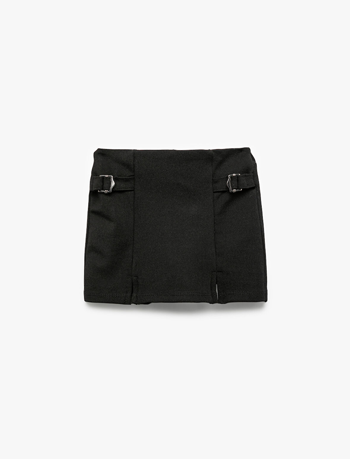 Viskon Karışımlı Kemerli Yırtmaç Detaylı Şort Etek