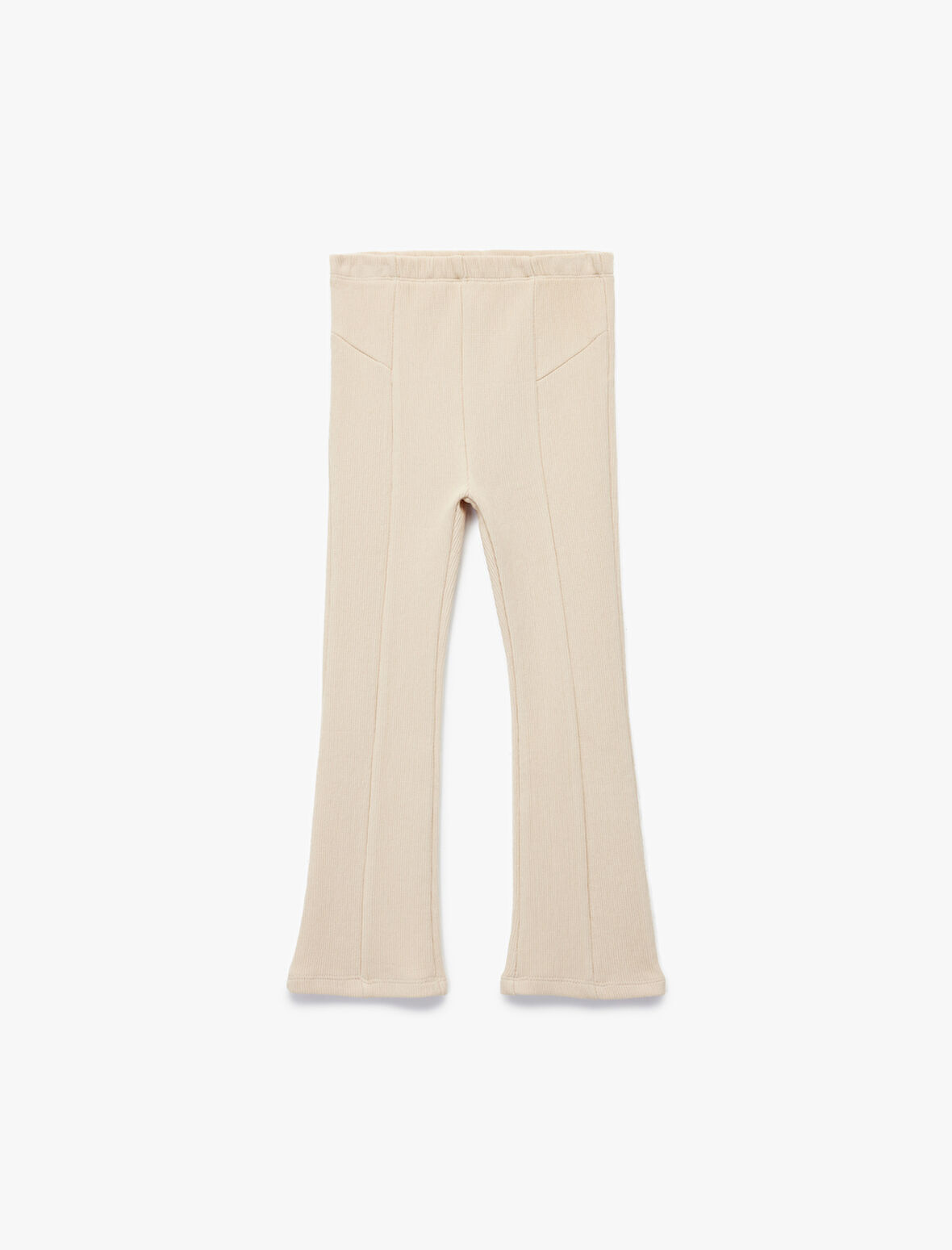 Pamuklu Beli Lastikli Dikiş Detaylı İspanyol Paça Tayt