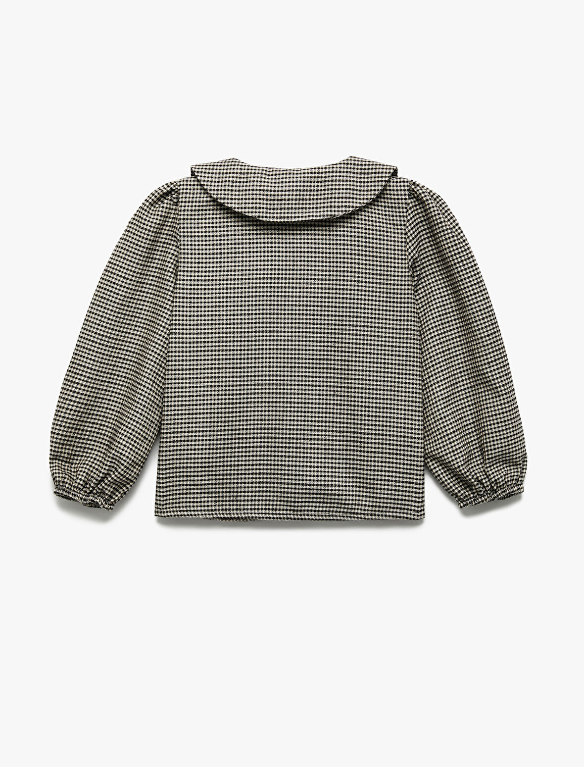 Pamuklu Uzun Kollu Balon Kollu Kareli Bebe Yaka Gömlek