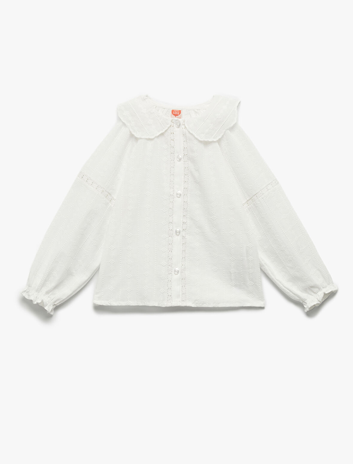 Pamuklu Düğmeli Uzun Kollu Bebe Yaka Gömlek