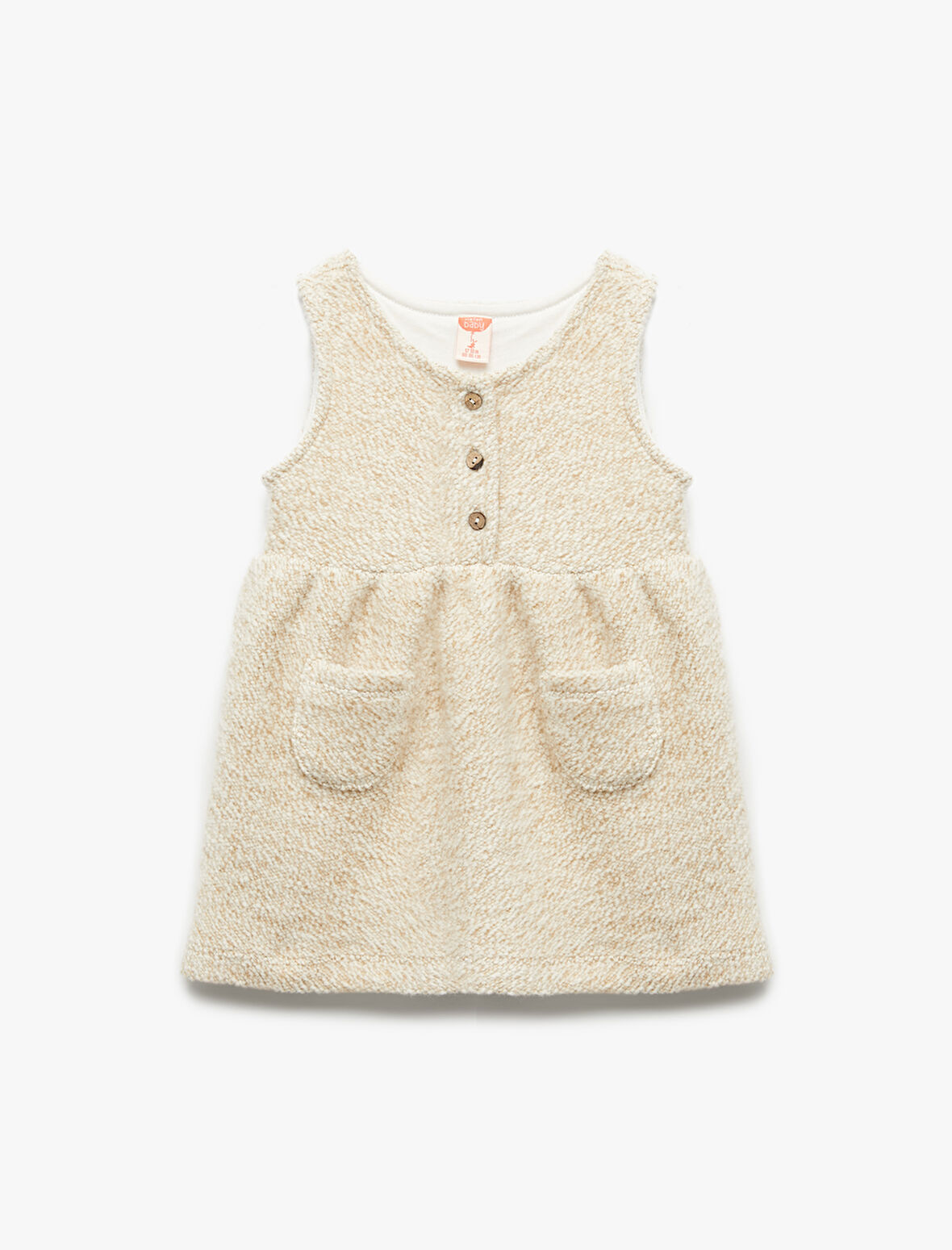 Düğmeli Cep Detaylı Bisiklet Yaka Kolsuz Jile Elbise