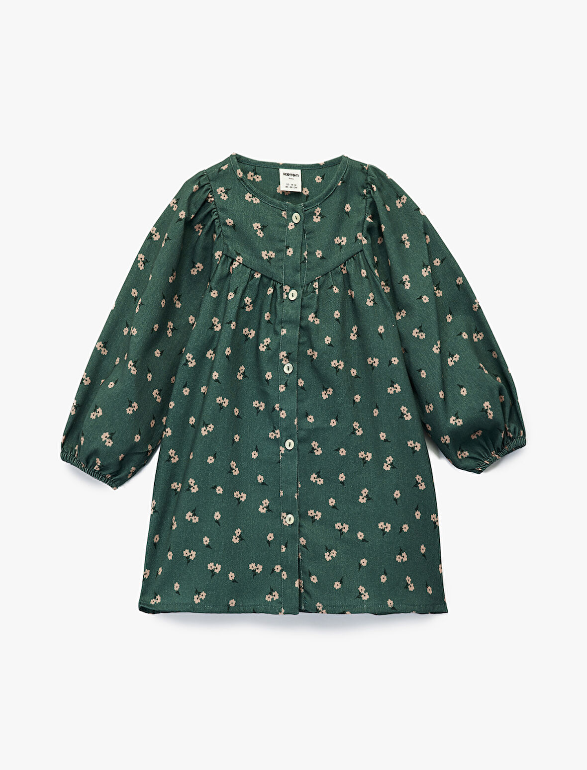 Pamuklu Balon Kollu Bisiklet Yaka A Kesim Çiçekli Elbise