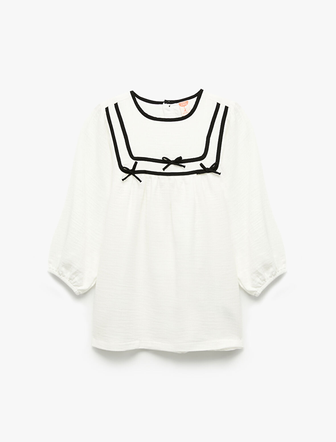 Pamuklu Fiyonk Detaylı Bisiklet Yaka Uzun Kollu Elbise