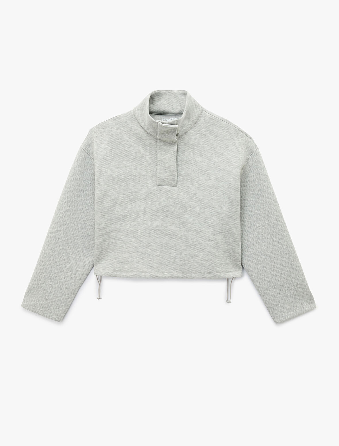 Dik Yaka Çıtçıt Düğmeli Stoperli Spor Oversize Sweatshirt