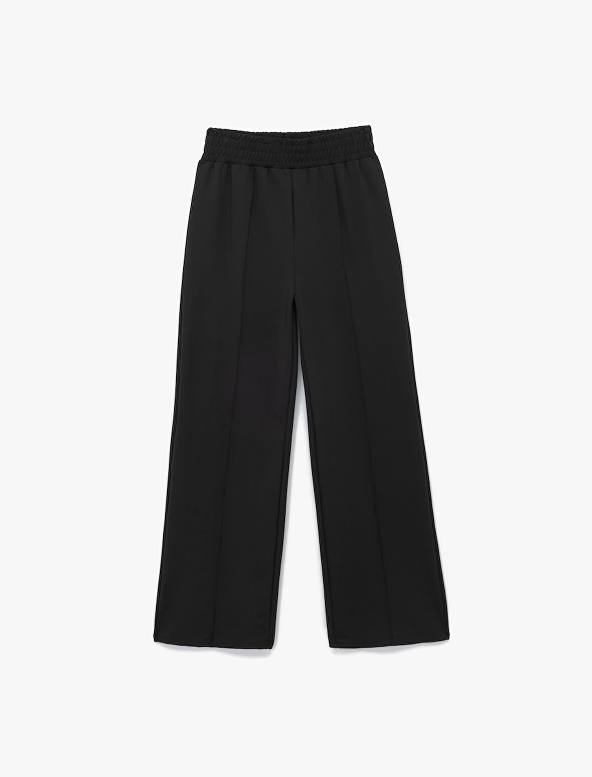 Yüksek Bel Lastikli Nervürlü Geniş Paça Spor Eşofman Altı