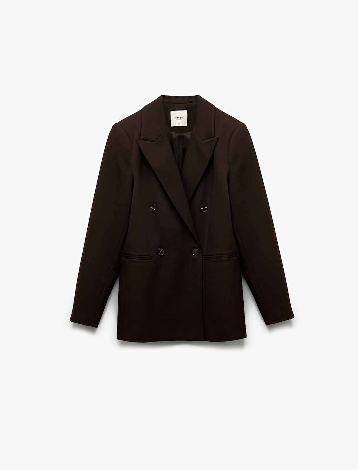 Astarlı Cepli Kruvaze Uzun Kollu Blazer Ceket