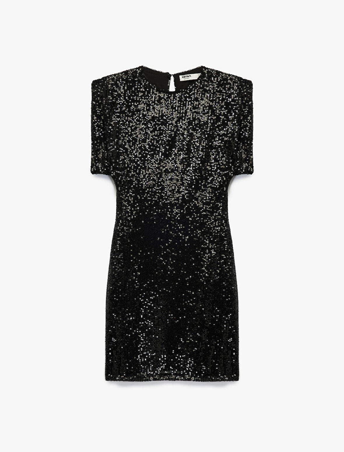 Slim Fit Kısa Yarasa Kollu Bisiklet Yaka Payetli Mini Elbise