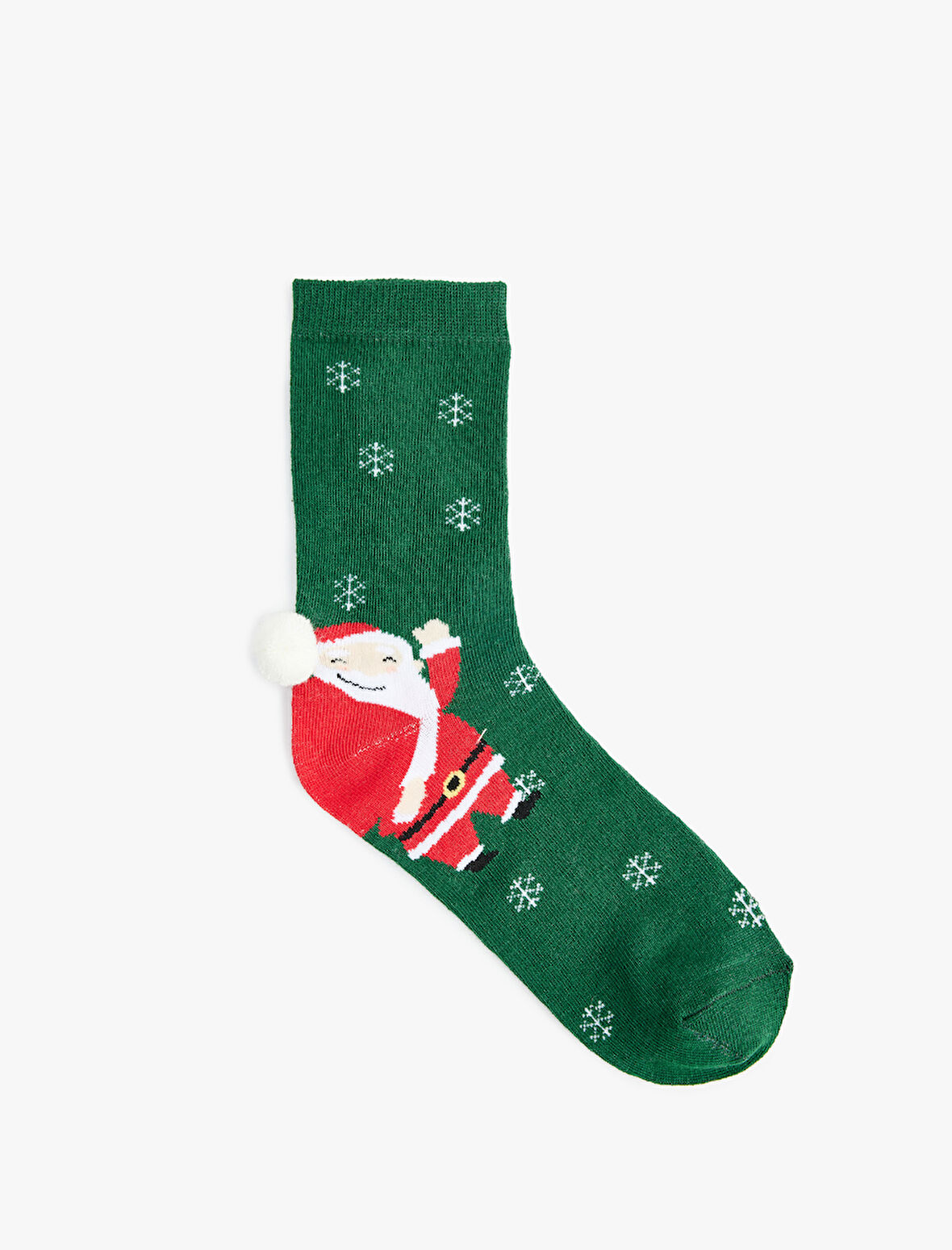 Yılbaşı Temalı Ponpon Detaylı Pamuklu Soket Çorap