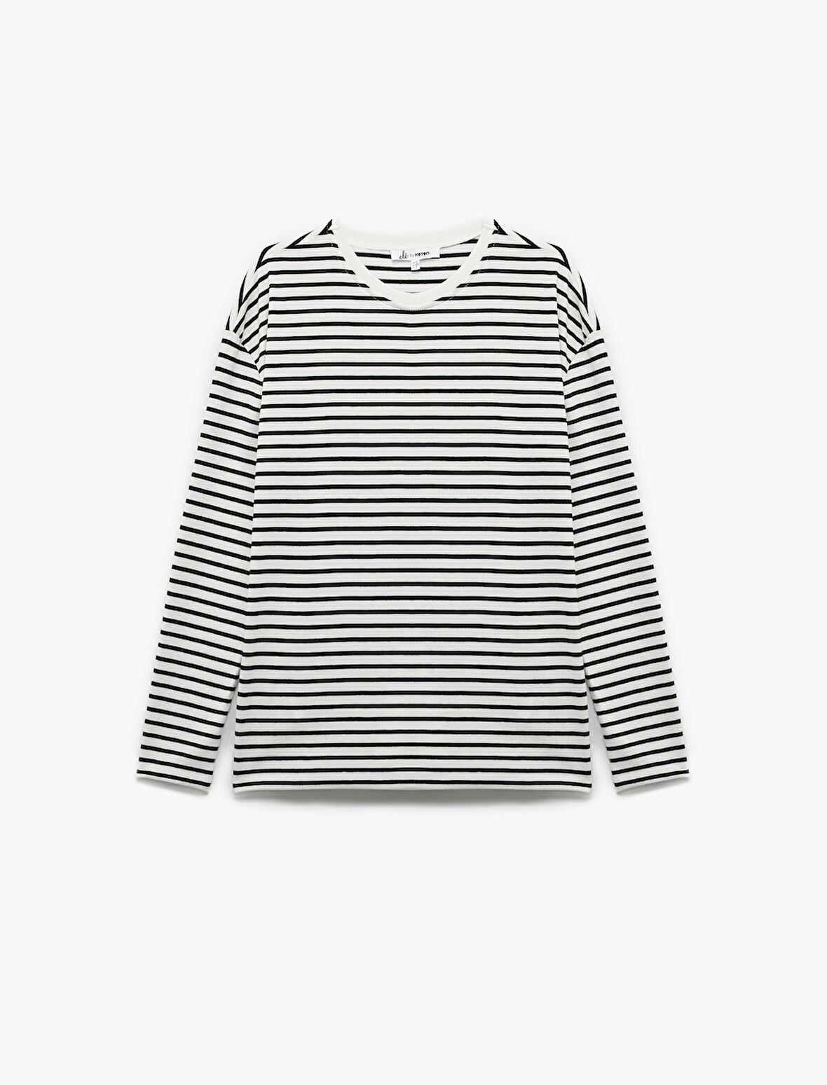 Uzun Kollu Bisiklet Yaka Çizgili Tişört