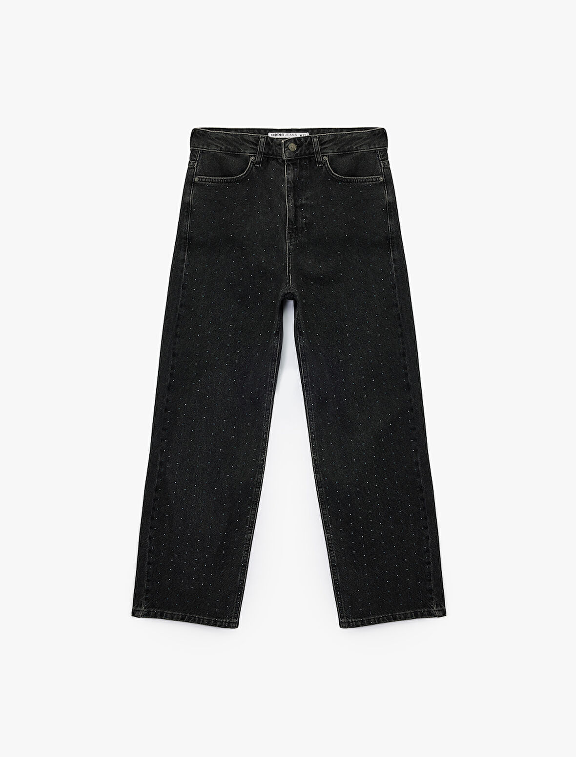 Taş Detaylı Straight Fit Düz Paça Jean Pantolon - Straight Jeans