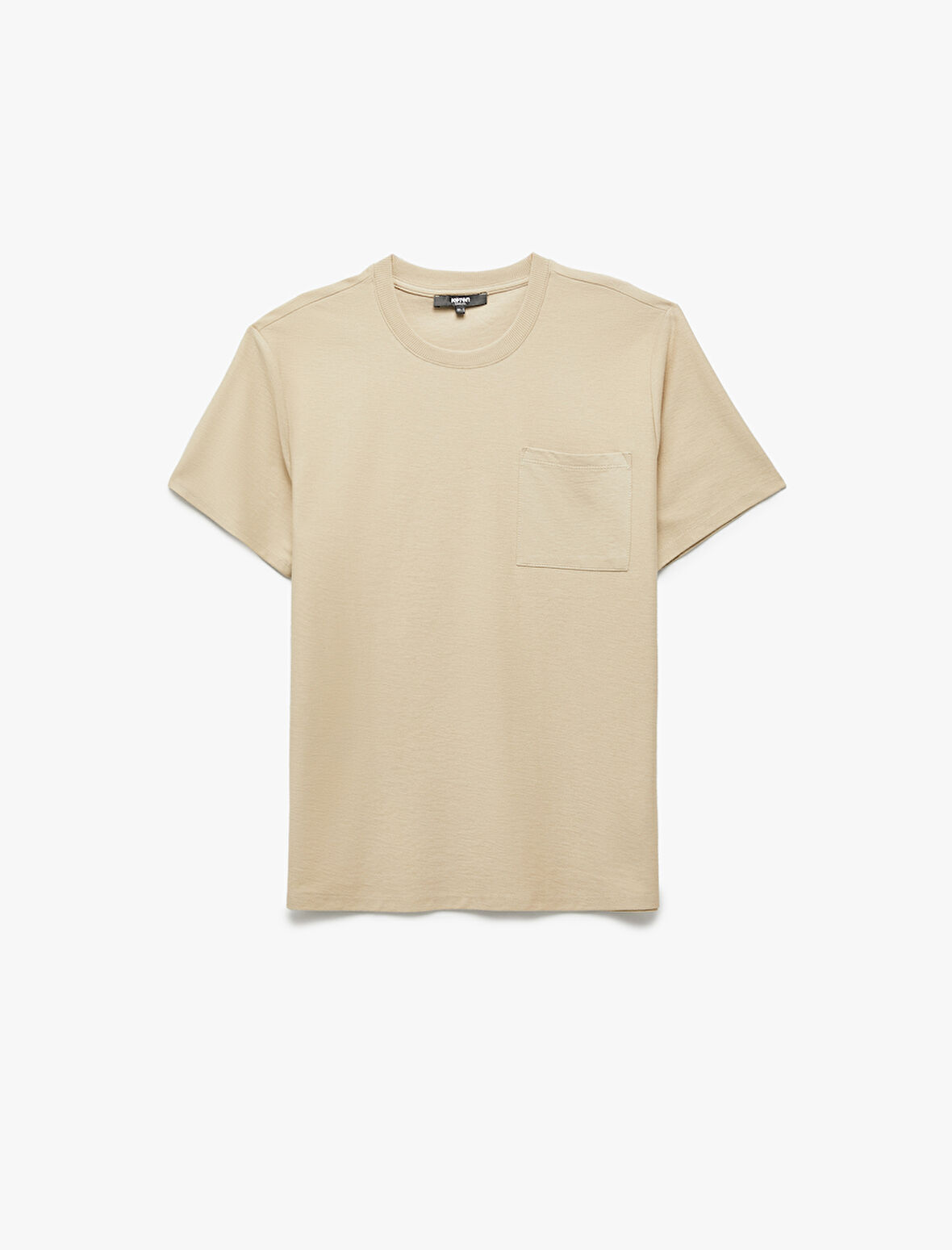 Regular Fit Kısa Kollu Pamuklu Cep Detaylı Bisiklet Yaka Basic Tişört