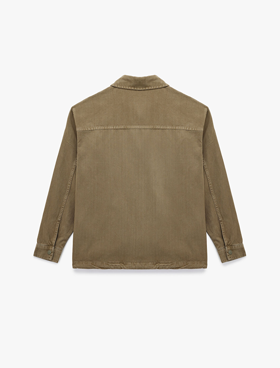 Pamuklu Cepli Bel Detaylı Gömlek Yaka Düğmeli Yıkamalı Oversize Jean Ceket