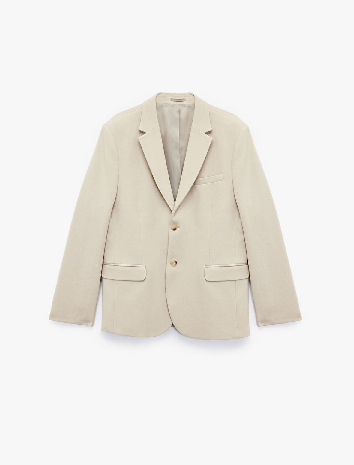 Uzun Kollu Kapaklı Cep Detaylı Düğmeli Slim Fit Mono Yaka Blazer Ceket