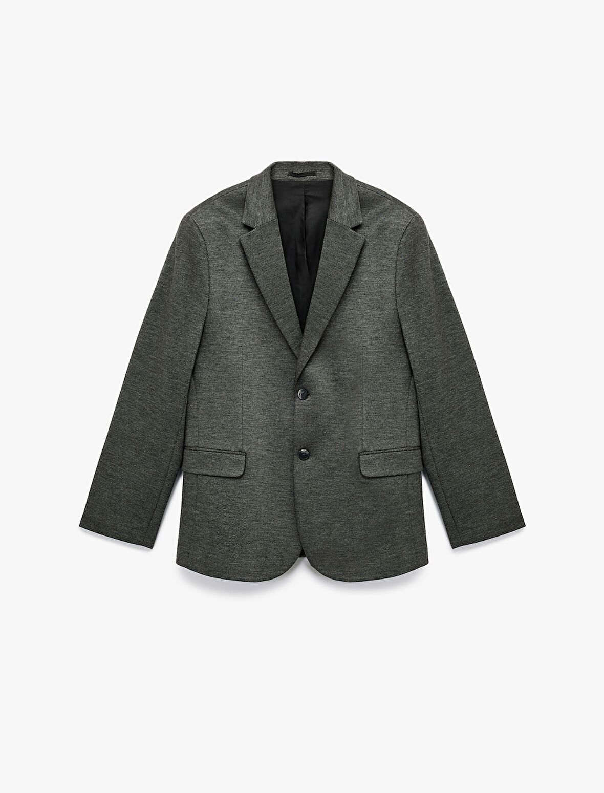 Uzun Kollu Kapaklı Cep Detaylı Düğmeli Slim Fit Mono Yaka Blazer Ceket