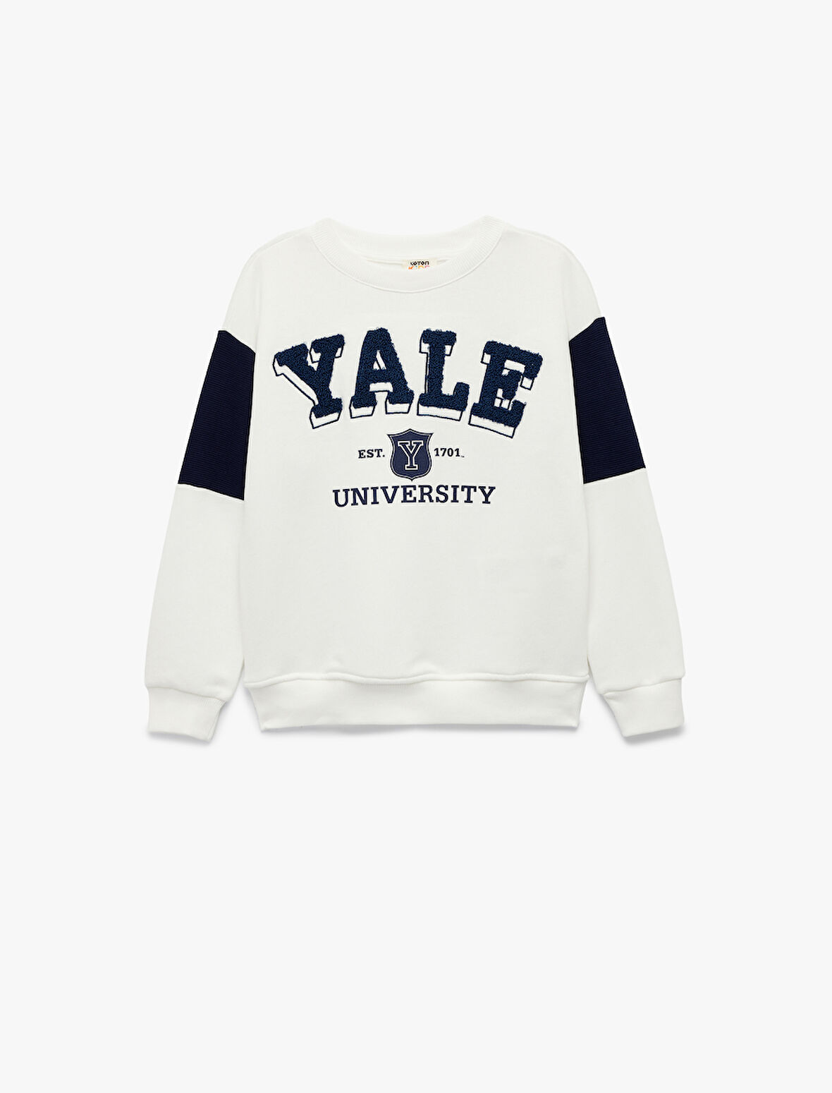 Uzun Kollu Rahat Kesim Bisiklet Yaka Şardonlu Nakışlı Lisanslı Yale Sweatshirt