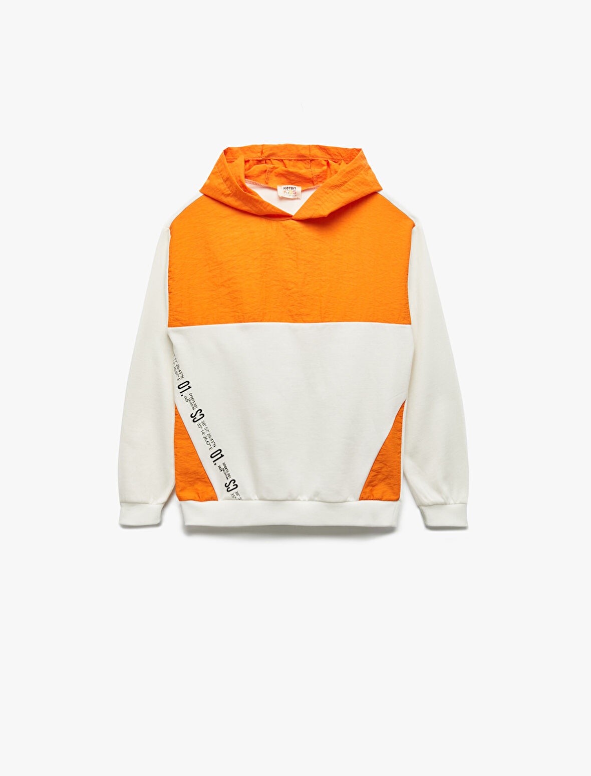 Şardonlu Renk Bloklu Uzun Kollu Kapşonlu Oversize Sweatshirt