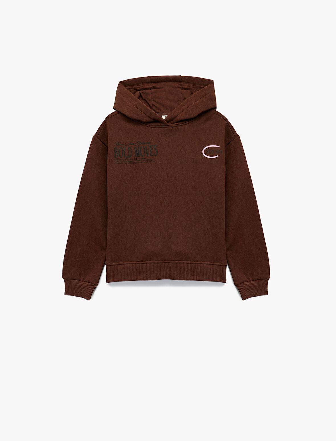 Pamuklu Uzun Kollu Baskılı Oversize Kapşonlu Sweatshirt