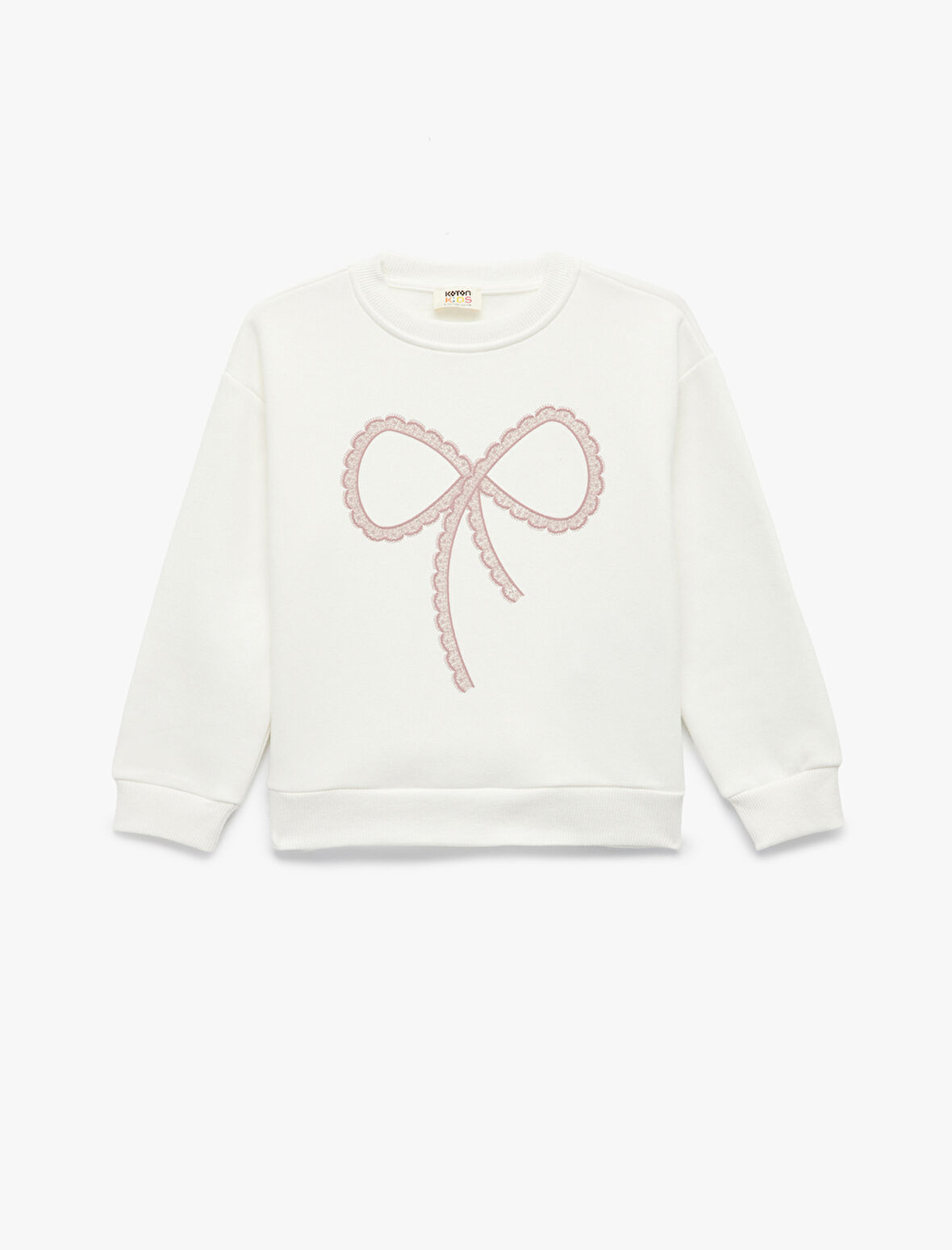 Uzun Kollu Bisiklet Yaka Şardonlu Fiyonk Baskılı Sweatshirt