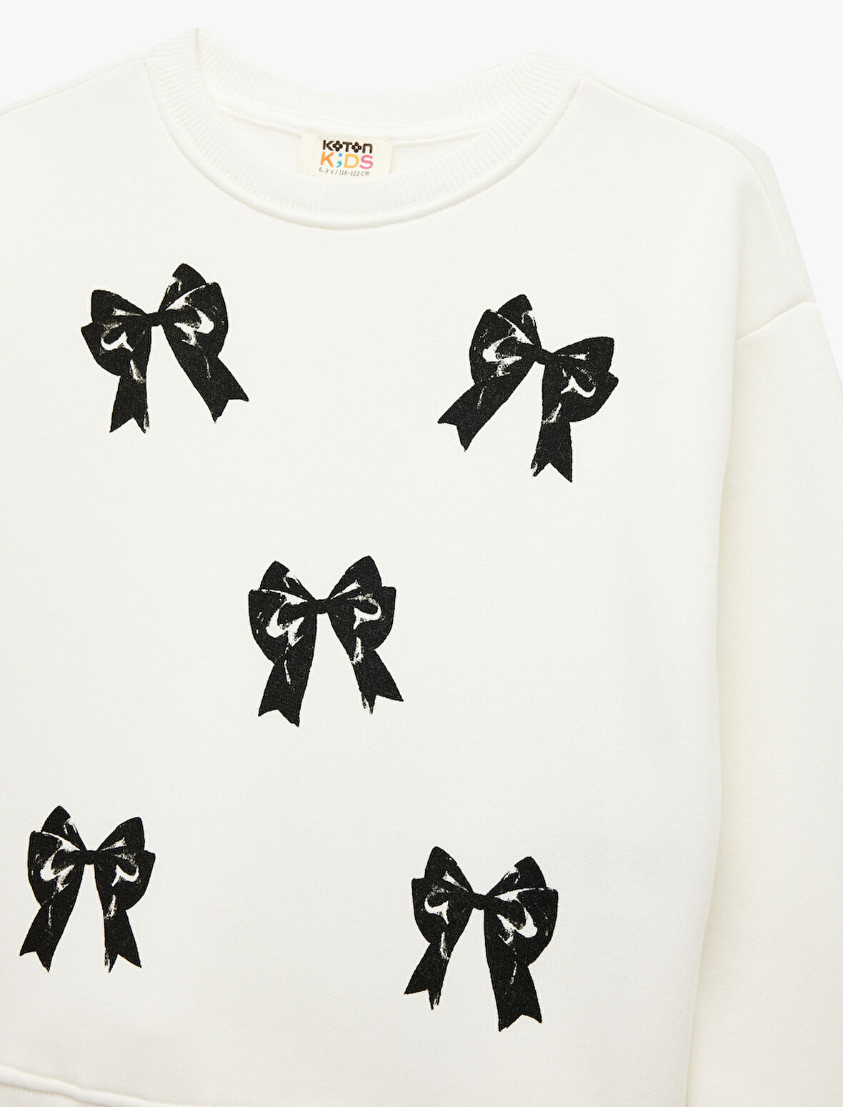 Uzun Kollu Bisiklet Yaka Şardonlu Fiyonk Baskılı Sweatshirt