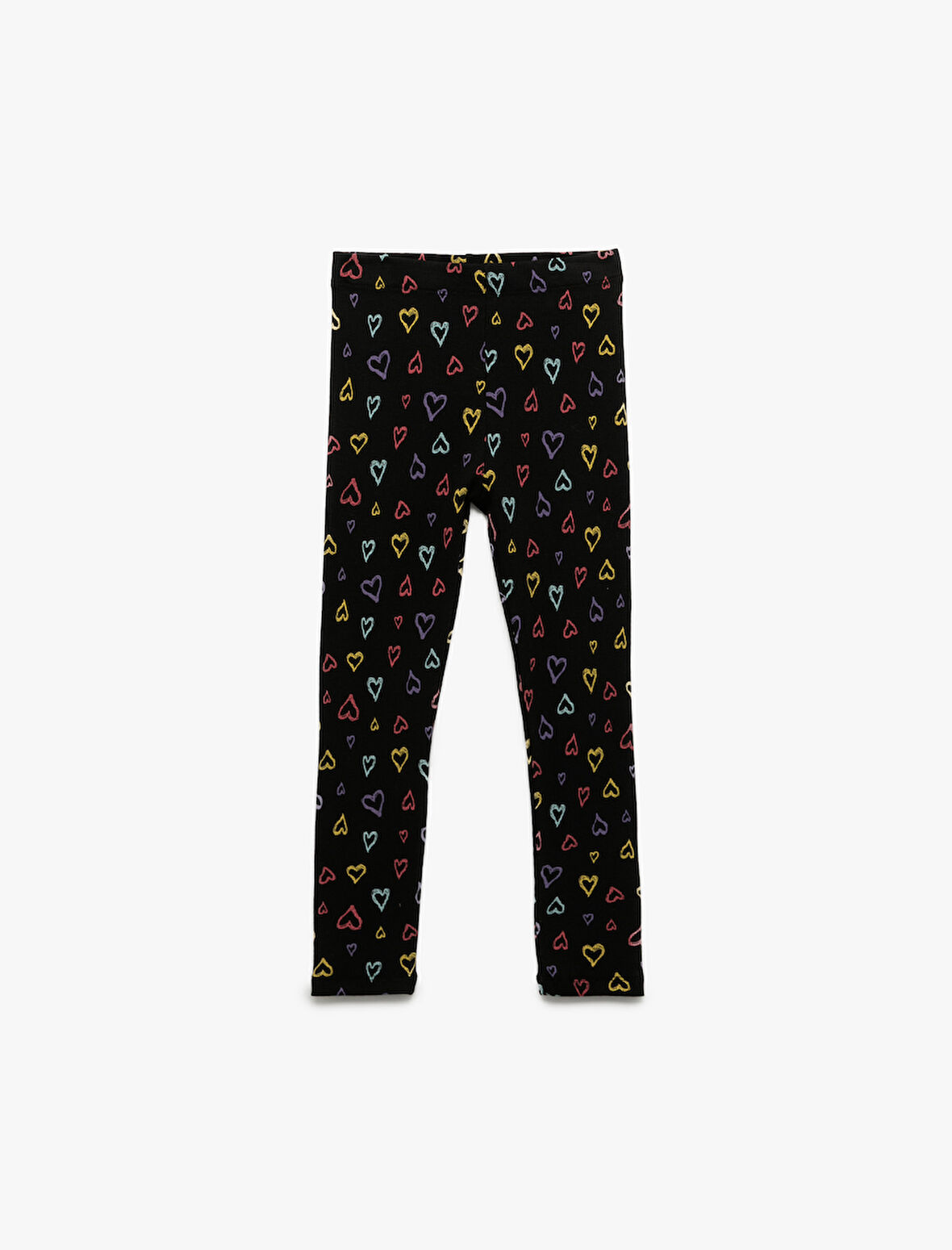 Kalp Desenli Beli Lastikli Pamuklu Uzun Tayt