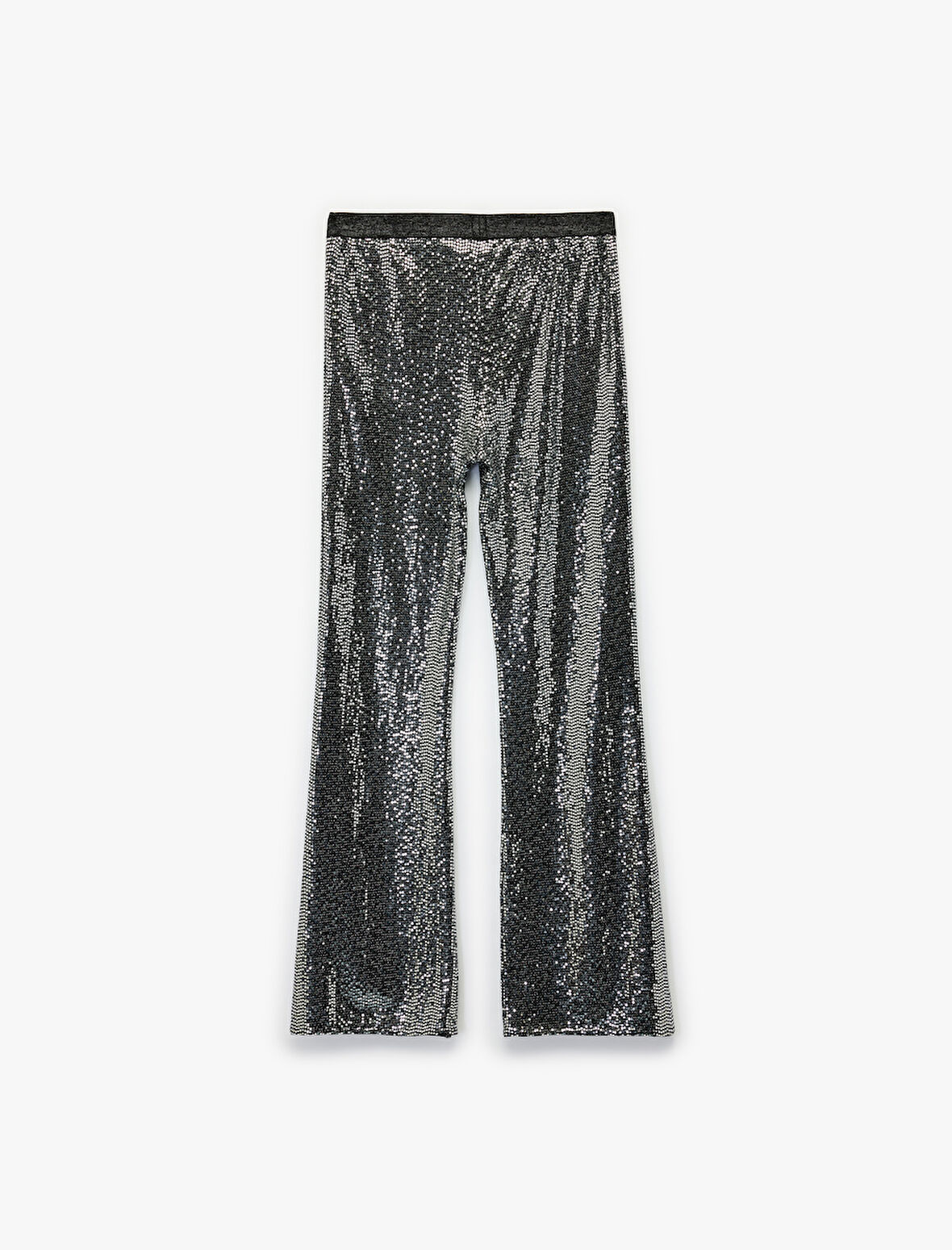 Beli Lastikli Pullu Payetli İspanyol Paça Pantolon