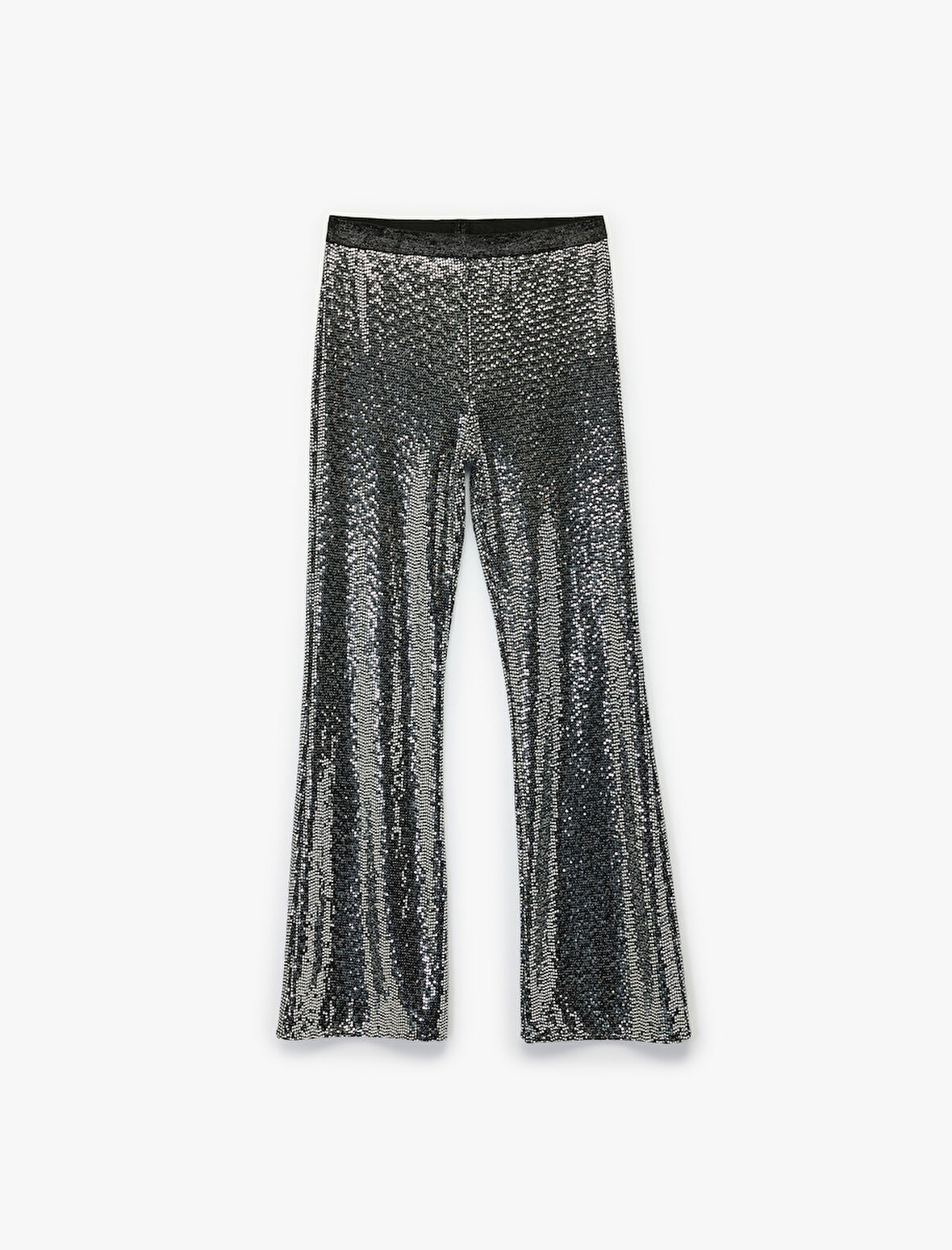 Beli Lastikli Pullu Payetli İspanyol Paça Pantolon