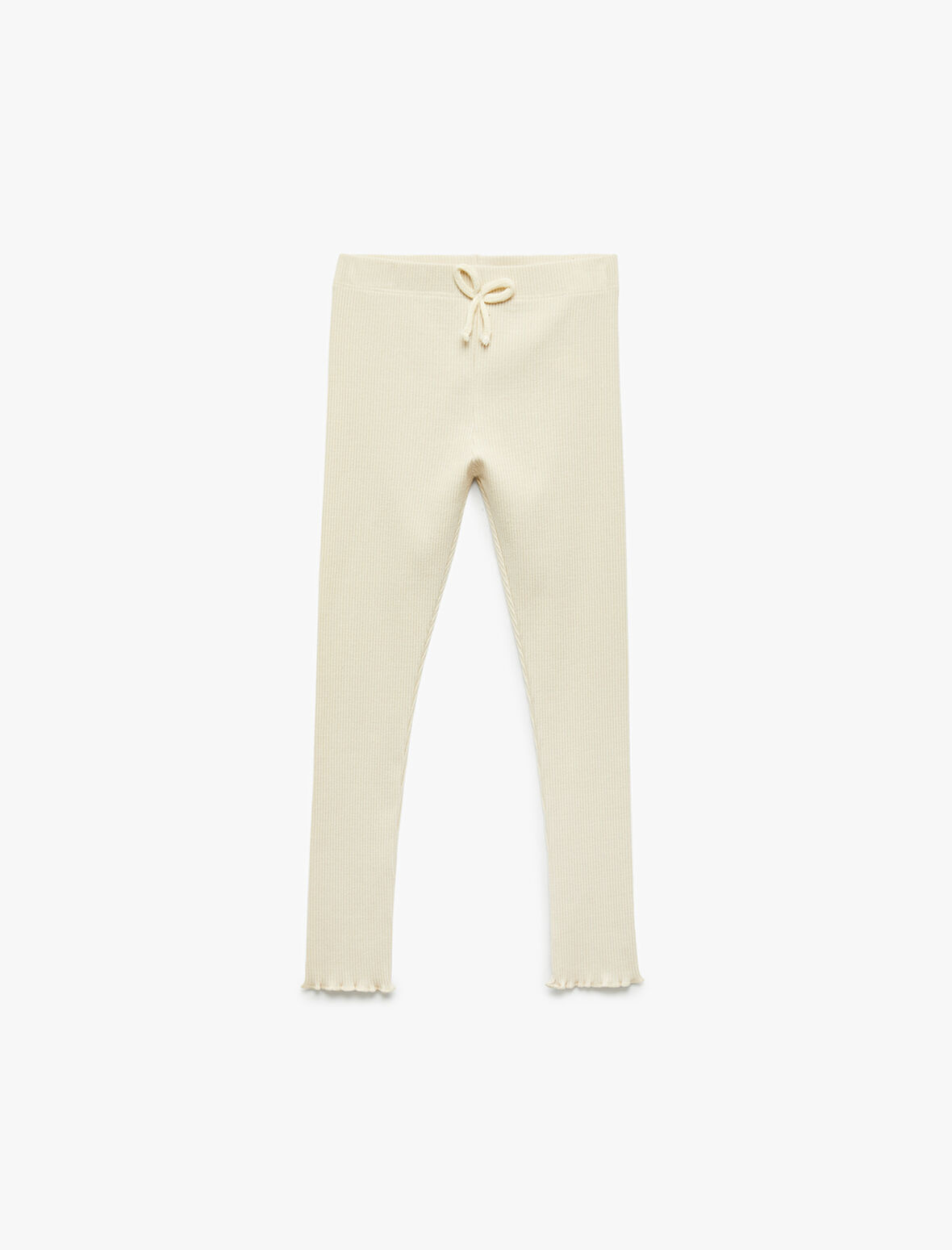 Kaşkorse Beli Lastikli Bağlama Detaylı Pamuklu Dar Kalıp Tayt