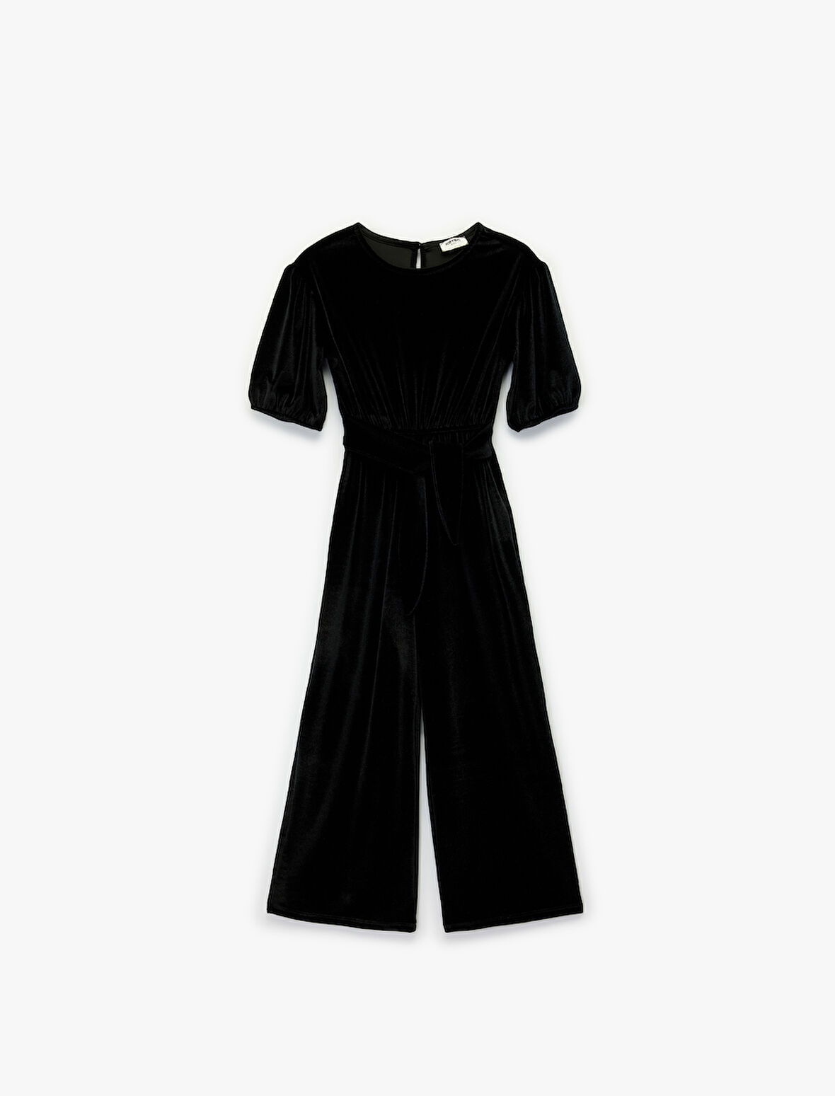 Balon Kollu Bisiklet Yaka Kadife Tulum