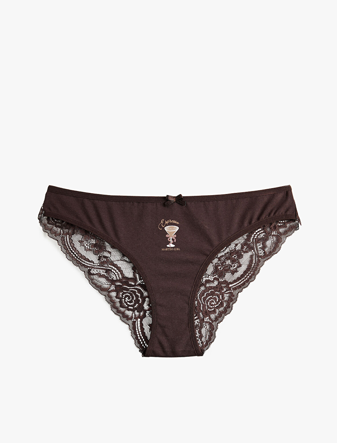 Rahat Kalıp Arkası Dantelli Baskılı Brazilian Külot